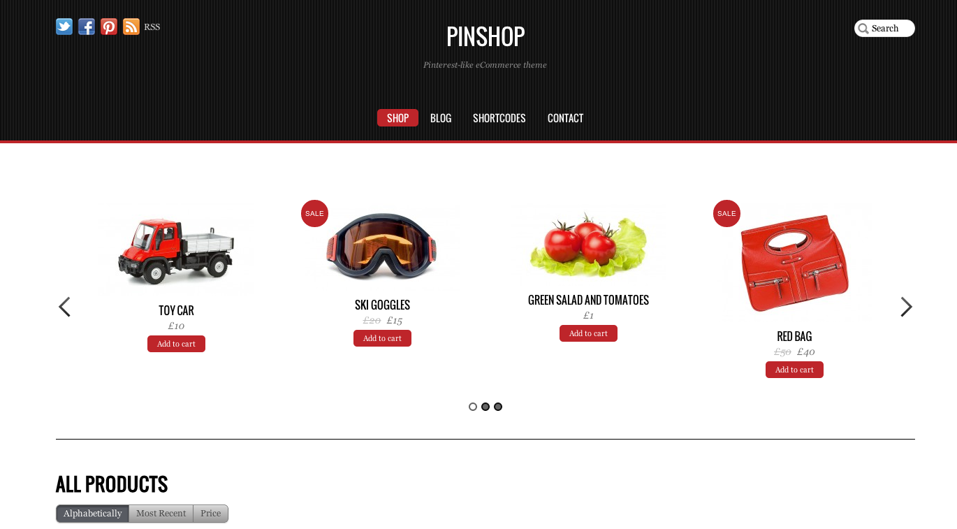 Pinshop Thème Wordpress E-commerce